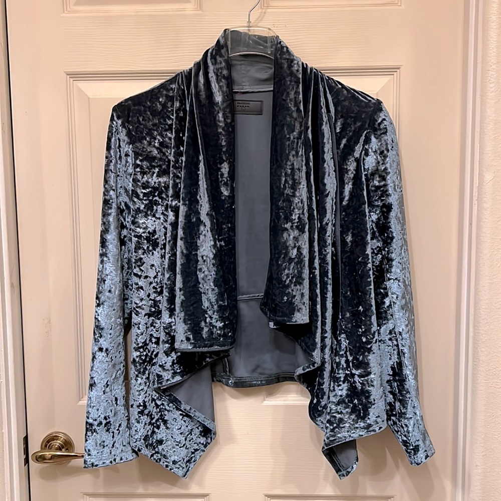 Blank NYC Stretchable Blue Crushed Velvet Moto Jacket M